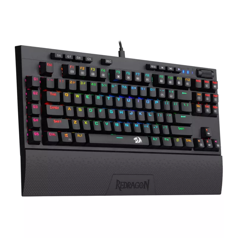 Redragon K588 RGB Pro BROADSWORD TKL Mechanische Kabelgebundene Gaming-Tastatur - Schwarz