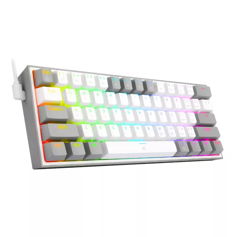 Redragon K617 FIZZ 60% kabelgebundene RGB Gaming-Tastatur - Weiß/Grau