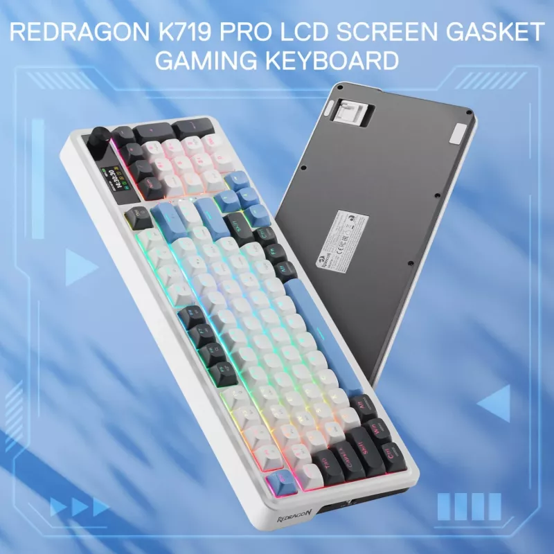 Redragon K719WGB GALATIN RGB PRO kabellose mechanische Gaming-Tastatur in voller Größe - Weiß