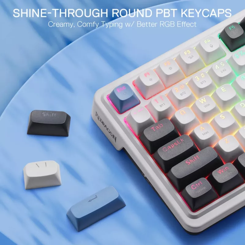 Redragon K719WGB GALATIN RGB PRO kabellose mechanische Gaming-Tastatur in voller Größe - Weiß