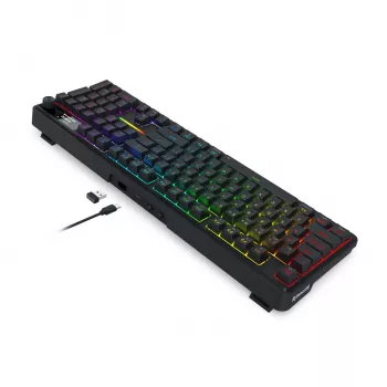 Redragon K762 TERRAFLARE PRO RGB Kabellose Gasket Gaming-Tastatur - 75% 82 Tasten, Tri-Modus, Hot-Swappable, Double-Shot PBT, Schwarz