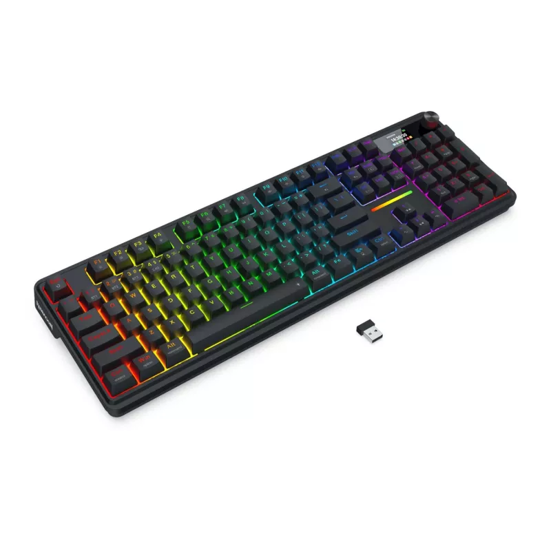 Redragon K762 TERRAFLARE PRO RGB Kabellose Gasket Gaming-Tastatur - 75% 82 Tasten, Tri-Modus, Hot-Swappable, Double-Shot PBT, Schwarz
