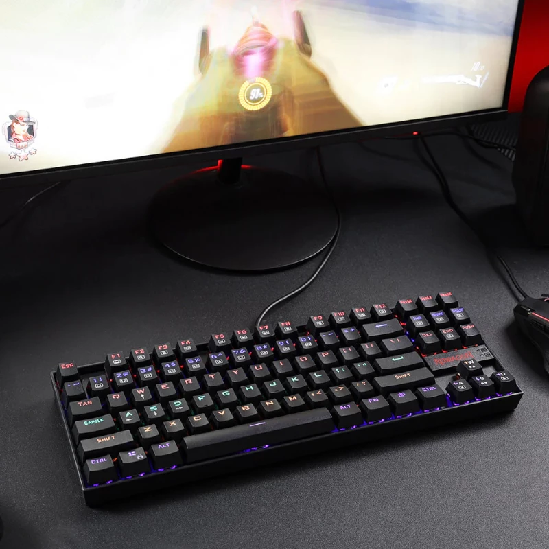 Redragon KUMARA RGB Mechanische Gaming-Tastatur - Tenkeyless 87-Tasten, Outemu Red Switches, RGB-Hintergrundbeleuchtung, Schwarz