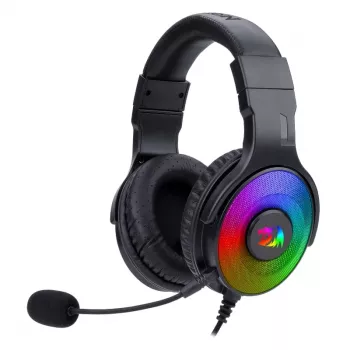 REDRAGON PANDORA H350 RGB Over-Ear Gaming-Headset mit abnehmbarem Mikrofon, 50-mm-Treibern, 3,5-mm-Audio und USB-RGB-Stromversorgung, Schwarz