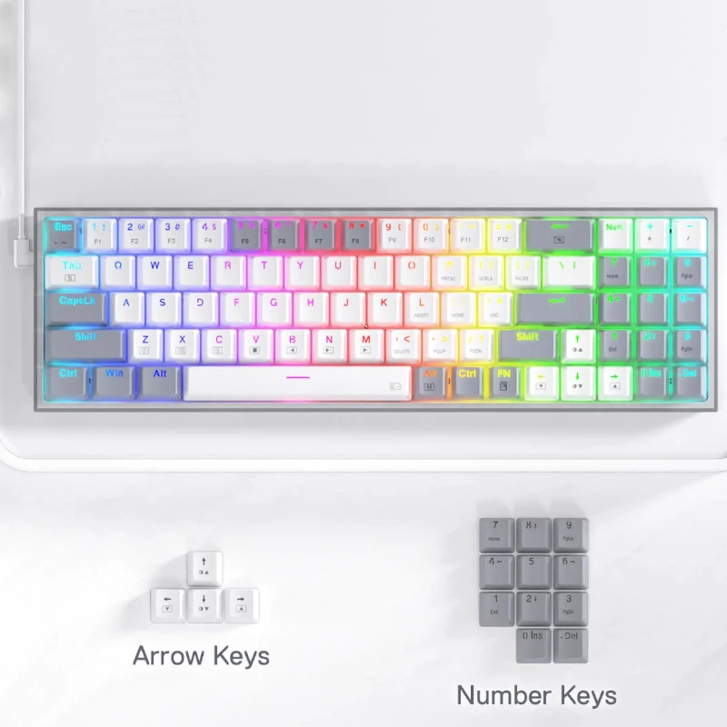 REDRAGON Pollux 65% kabelgebundene mechanische Gaming-Tastatur, Hot-Swap-fähige rote Switches, RGB-Hintergrundbeleuchtung, abnehmbares USB-C, NKRO, Schwarz