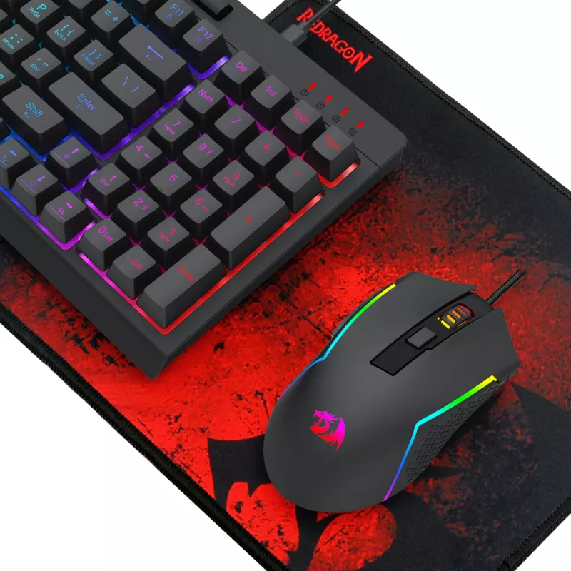 Redragon RD-S149 4-in-1 Gaming-Kombo: RGB-Tastatur, optische Maus, Headset & Mauspad