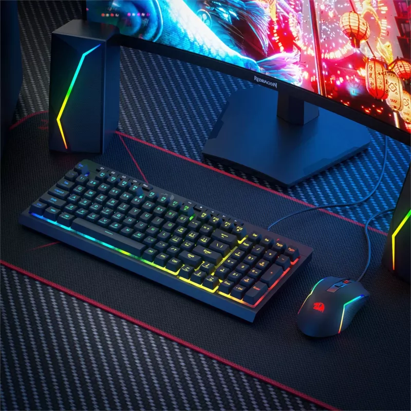 Redragon RYLO S141 Membrane Gaming Tastatur und Maus Kabelgebundenes Combo