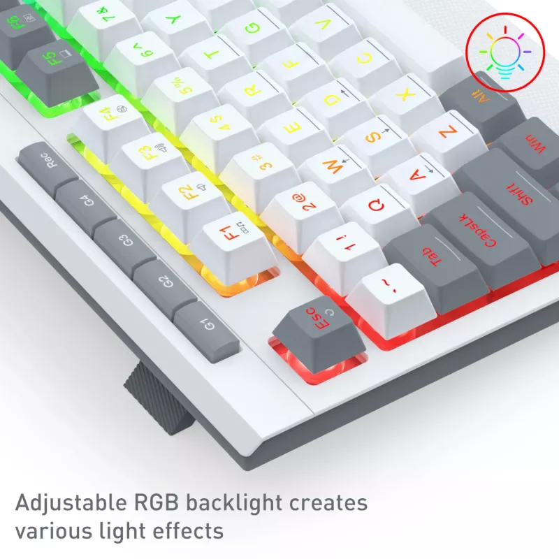 Redragon S151 Kabelgebundenes RGB Gaming-Tastatur- und Maus-Set - Weiß und Grau