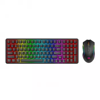 Redragon S162 RGB 3-Modus Wireless Mechanische Gaming Tastatur und Maus Combo - Schwarz