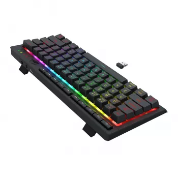 Redragon SHIVA K522 PRO RGB Wireless Gaming-Tastatur - Tri-Mode TKL mechanisch, Hot-Swappable Red Switches, Schwarz