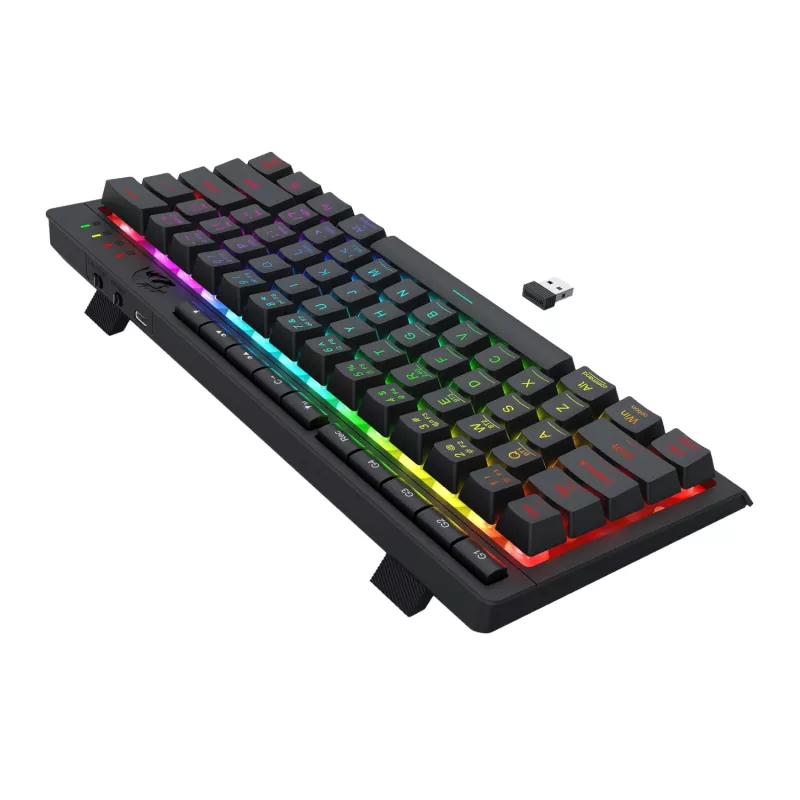 Redragon SHIVA K522 PRO RGB Wireless Gaming-Tastatur - Tri-Mode TKL mechanisch, Hot-Swappable Red Switches, Schwarz