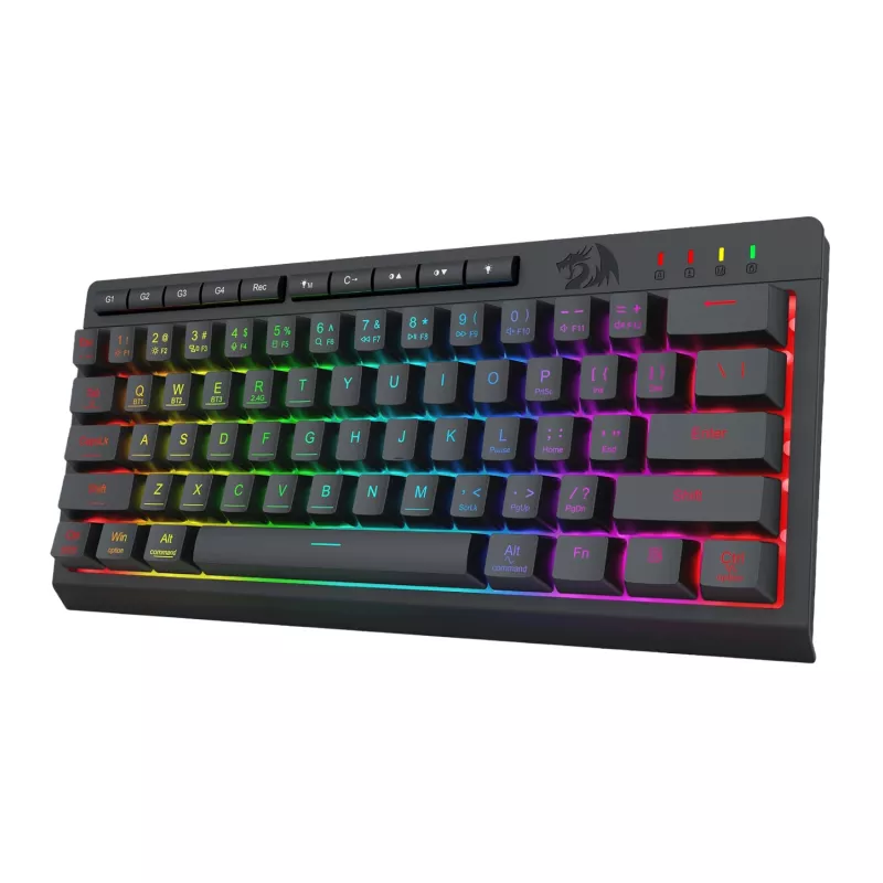 Redragon SHIVA K522 PRO RGB Wireless Gaming-Tastatur - Tri-Mode TKL mechanisch, Hot-Swappable Red Switches, Schwarz