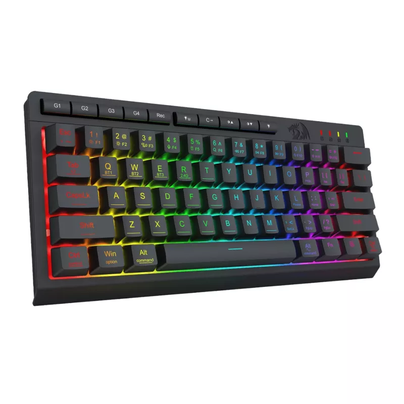 Redragon SHIVA K522 PRO RGB Wireless Gaming-Tastatur - Tri-Mode TKL mechanisch, Hot-Swappable Red Switches, Schwarz