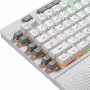 REDRAGON SHIVA Membran-Tastatur - Weiß, Full-Size RGB-Hintergrundbeleuchtung, 6 Makrotasten, abnehmbare Handballenauflage, kabelgebundenes USB