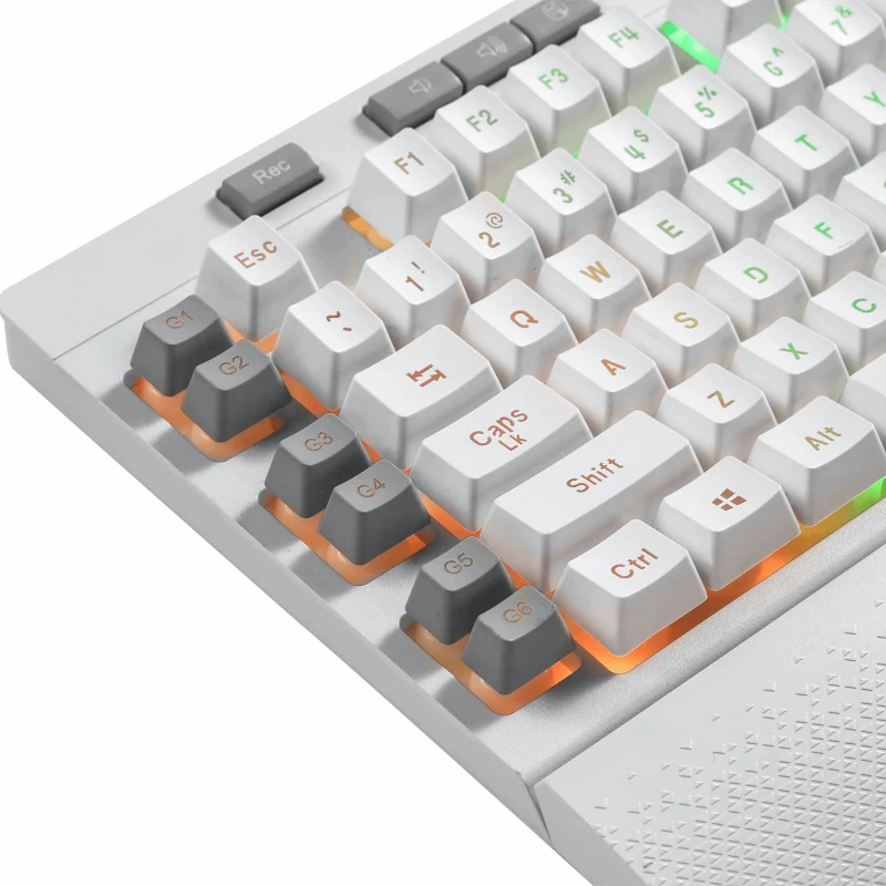 REDRAGON SHIVA Membran-Tastatur - Weiß, Full-Size RGB-Hintergrundbeleuchtung, 6 Makrotasten, abnehmbare Handballenauflage, kabelgebundenes USB