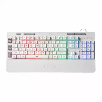 REDRAGON SHIVA Membran-Tastatur - Weiß, Full-Size RGB-Hintergrundbeleuchtung, 6 Makrotasten, abnehmbare Handballenauflage, kabelgebundenes USB