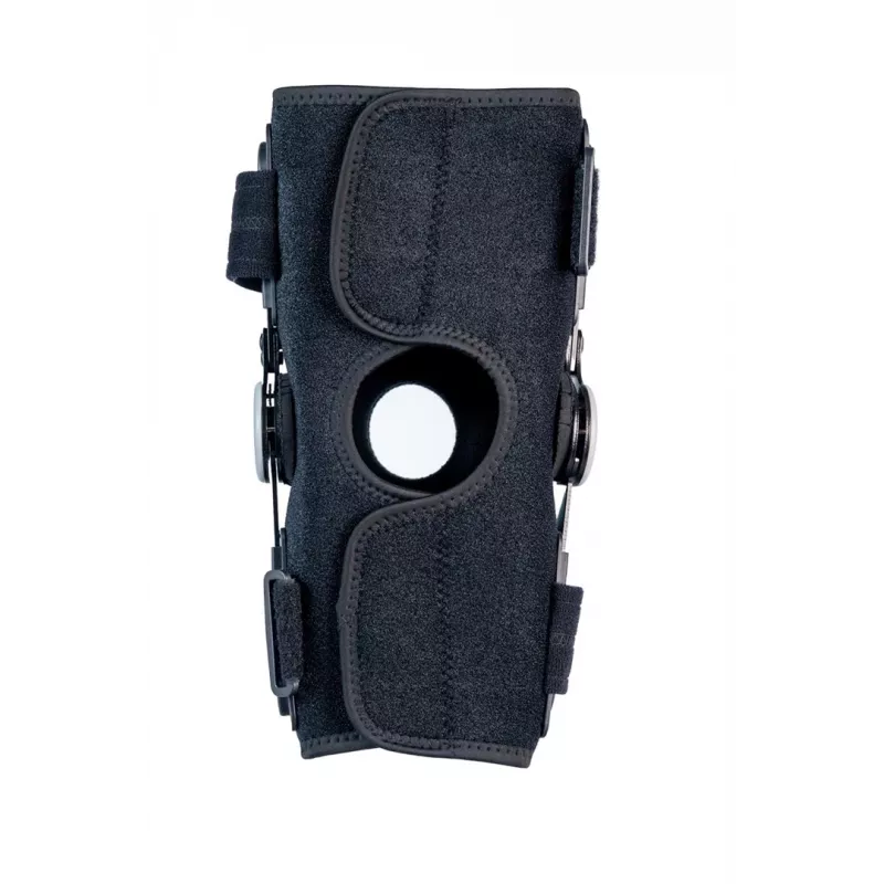 REH Stabilmax O-1241/XXL Offene kurze Kniebandage mit flexiblen Stabilisatoren, perforiertem Neopren, schwarz, Größe XXL