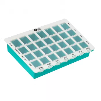 REHA FUND RF-353 Wochen-Pillenorganizer mit 7 herausnehmbaren Tagesboxen, 4 Dosen pro Tag, 28 Fächern, mehrfarbig