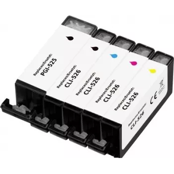 Renkforce Kompatible Tintenpatronen-Kombipackung für Canon PGI-525PGBK, CLI-526BK, CLI-526C, CLI-526M, CLI-526Y (Pigmentschwarz, Farbstoffschwarz, Cyan, Magenta, Gelb, 5er-Pack) RF-7064560