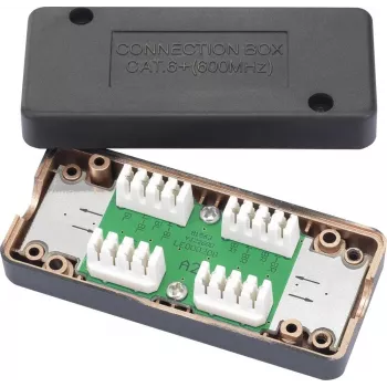 renkforce Verbindungsdose für CAT 6A Netzwerkkabel, geschirmte Abzweigdose, LSA+ Klemmen, 10 Gbit/s, Lichtgrau