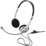 Renkforce RF-5045268 Kabelgebundenes On-Ear-Headset mit Bügelmikrofon und Inline-Lautstärkeregler, Schwarz/Silber