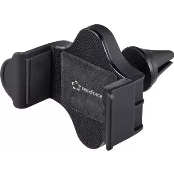 Renkforce RF-5385148 360° drehbarer Lüftungsgitter-Handyhalter für 55-85 mm Smartphones, Schwarz