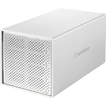 Renkforce RF-5587610 4-Bay SATA-Festplattengehäuse, 2,5/3,5 Zoll, USB 3.2 Gen 1, Aluminium, 80mm Lüfter