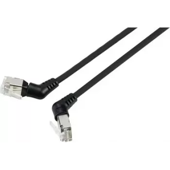 Renkforce RF-6071550 CAT 6a F/UTP Patchkabel, 2 m, Schwarz, 360° drehbare RJ45-Stecker, abgewinkelter Kabelaustritt