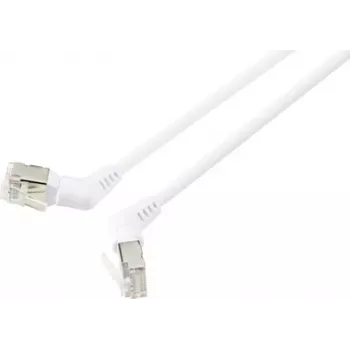 Renkforce RF-6071566 CAT 6a F/UTP Netzwerk-Patchkabel, RJ45, 1 m, Weiß, 360° drehbare Anschlüsse, abgewinkelter Austritt