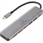 Renkforce RF-7465828 USB-C 6-in-1 Hub, 3x USB-A 3.0, USB-C Daten, 4K HDMI, 100W PD, Grau
