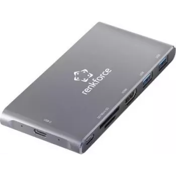 Renkforce RF-PCR-550 USB-C Hub mit HDMI, 3x USB-A, PD, SD/microSD Kartenleser - Grau Aluminium RF-4599772