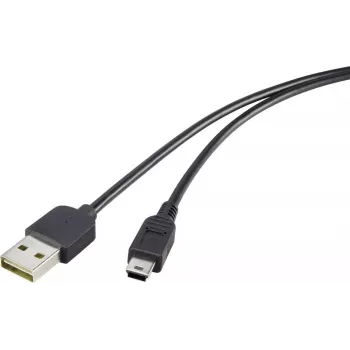 Renkforce USB 2.0 A auf Mini-B Reversibles Kabel 1,8 m Schwarz