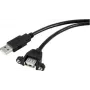 Renkforce USB 2.0 Verlängerungskabel, USB-A Stecker auf USB-A Buchse, 1 m, Schwarz, Einbauversion, verschraubbar RF-5720386