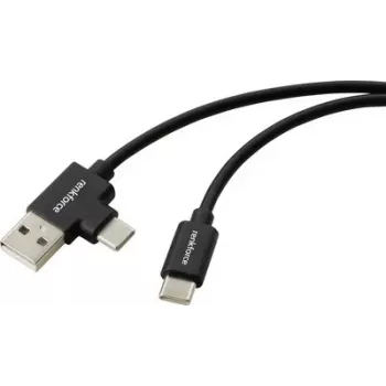 Renkforce USB 2.0 USB-C auf USB-A Kabel 1m Schwarz RF-7116120