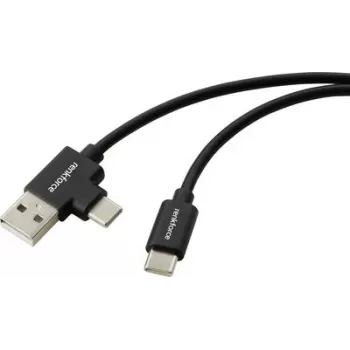 Renkforce USB-C auf USB-A Kabel, USB 2.0, 2 m, Schwarz, 480 Mbps, Doppelt Geschirmt, PVC-Mantel, Gerade Stecker RF-7116122
