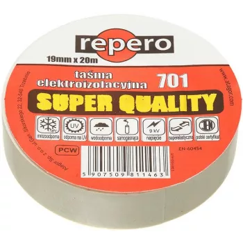 REPERO 701 Weißes PVC-Isolierband 19 mm x 20 m