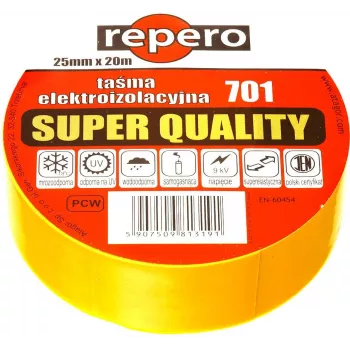 REPERO 701 gelbes PVC-Isolierband 19mm x 20m - selbstverlöschend, 600V