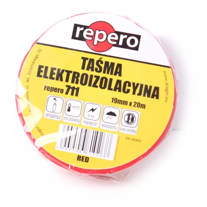 REPERO 711E Rotes PVC-Isolierband 19 mm x 20 m