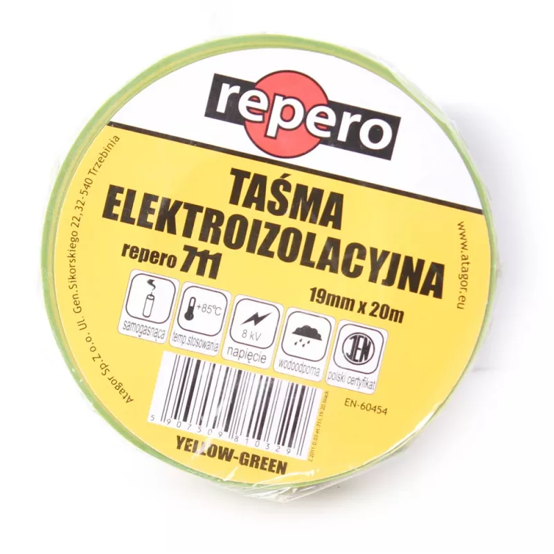 REPERO 711E Gelb-Grün PVC Elektro-Isolierband 19 mm x 20 m