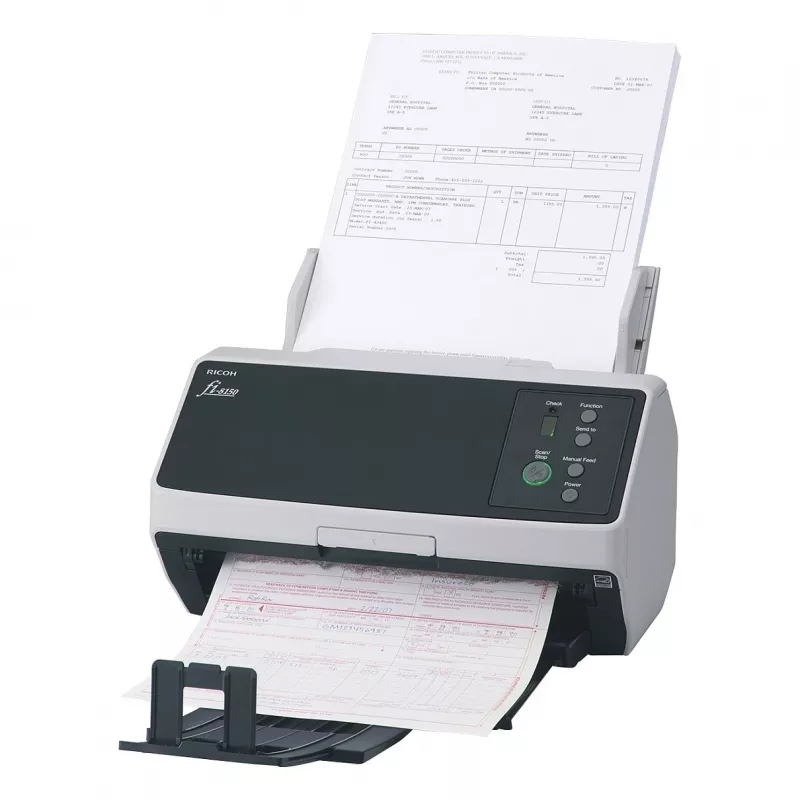 Ricoh fi-8150 Duplex-Dokumentenscanner mit 100-Blatt-ADF, 50 ppm/100 ipm, USB 3.2 & Gigabit Ethernet, 600 dpi, Clear Image Capture