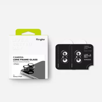 Ringke Kamera-Rahmen 2er-Pack für Samsung Galaxy Z Flip 8 - Schwarzer Aluminiumlegierungs-Objektivschutz mit 9H gehärtetem Glas