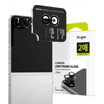 Ringke Kamera-Rahmen 2er-Pack für Samsung Galaxy Z Flip 8 - Schwarzer Aluminiumlegierungs-Objektivschutz mit 9H gehärtetem Glas
