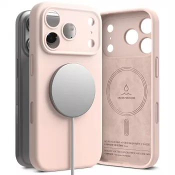 Ringke iPhone 17 Pro Hülle Silikon Magnetisch Pink Sand