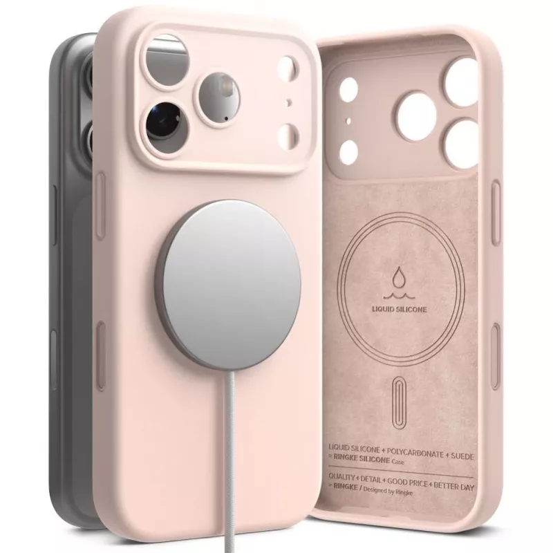 Ringke iPhone 17 Pro Hülle Silikon Magnetisch Pink Sand