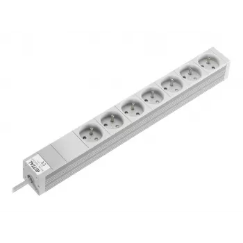 Rittal 7240510 1U 19-Zoll Rack-PDU, 7x CEE 7/5 Steckdosen, 230V 16A, 2m Kabel, Grau