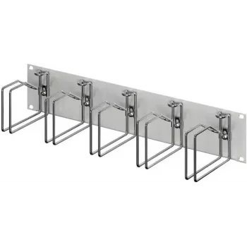 RITTAL 7996.626 19-Zoll 2U Kabelmanagement-Panel mit 5 Metall-Kabelführungsbügeln 120x60 mm, Lichtgrau RAL 7035