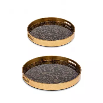 Rituali Domestici Galateo Set of 2 Round Trays Black Metal