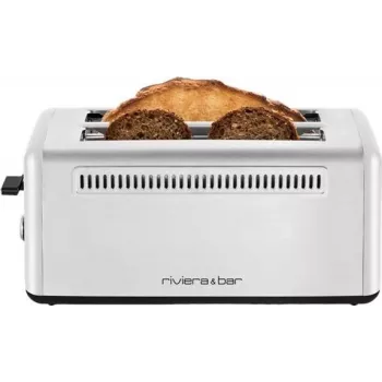 RIVIERA & BAR QGP480 Edelstahl 2-Scheiben XL Extra-Lang Toaster, 1500 W, 7 Bräunungsstufen, Auftauen & Aufwärmen