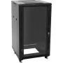 ROADINGER SSC-16 16U 19 inch Stahl-Rackgehäuse mit Glastür, 150 kg Traglast, Schwarz