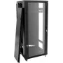 ROADINGER SSC-24 24U freistehender Stahl-Rackschrank mit Tür aus gehärtetem Glas, 600x600x1170 mm, 150 kg Traglast, Schwarz